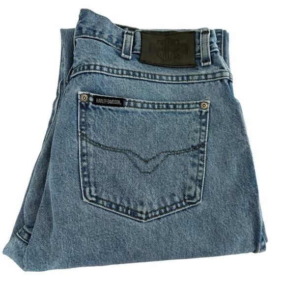 Harley Davidson Womens Size 16 100% Cotton Blue Casual Boot Cut Riding Jeans - Picture 1 of 12